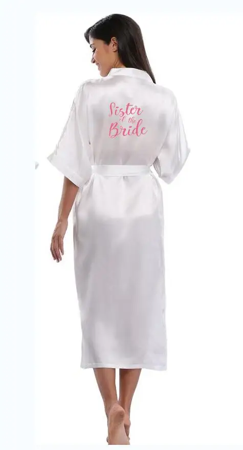 Халат кимоно Женский Длинный атласный Шелковый Свадебный халатик для невесты и