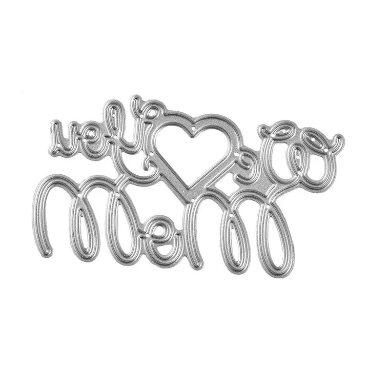 Naifumodo We love You Mom Letter Metal Cutting Dies Heart Scrapbooking For Making Cards Decorative Embossing DIY Crafts Stencils | Дом и сад