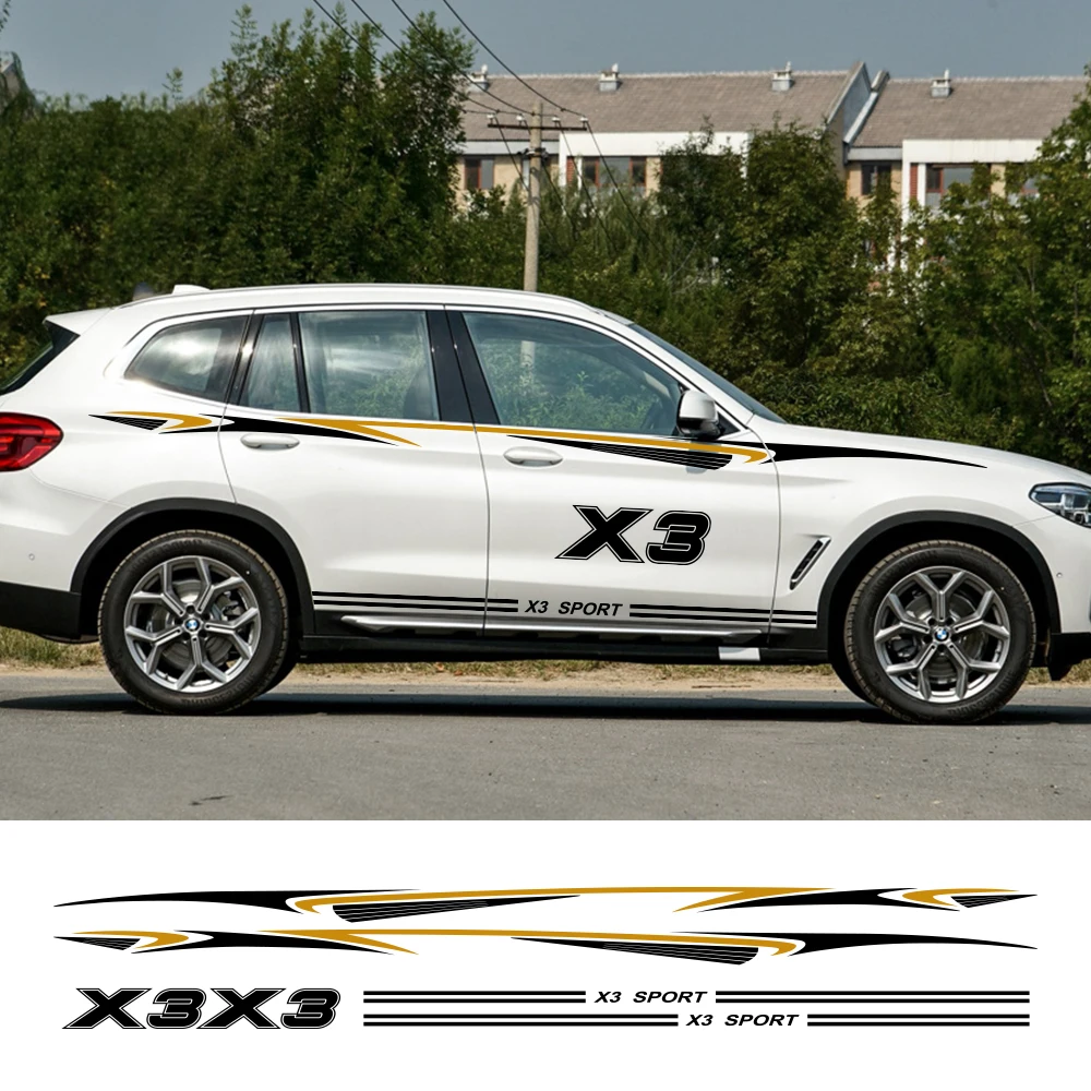 

2 шт. для BMW X3 E83 F25 G01 автомобильные наклейки полоса боковой двери автомобильные водонепроницаемые декоративные наклейки виниловая пленка тю...