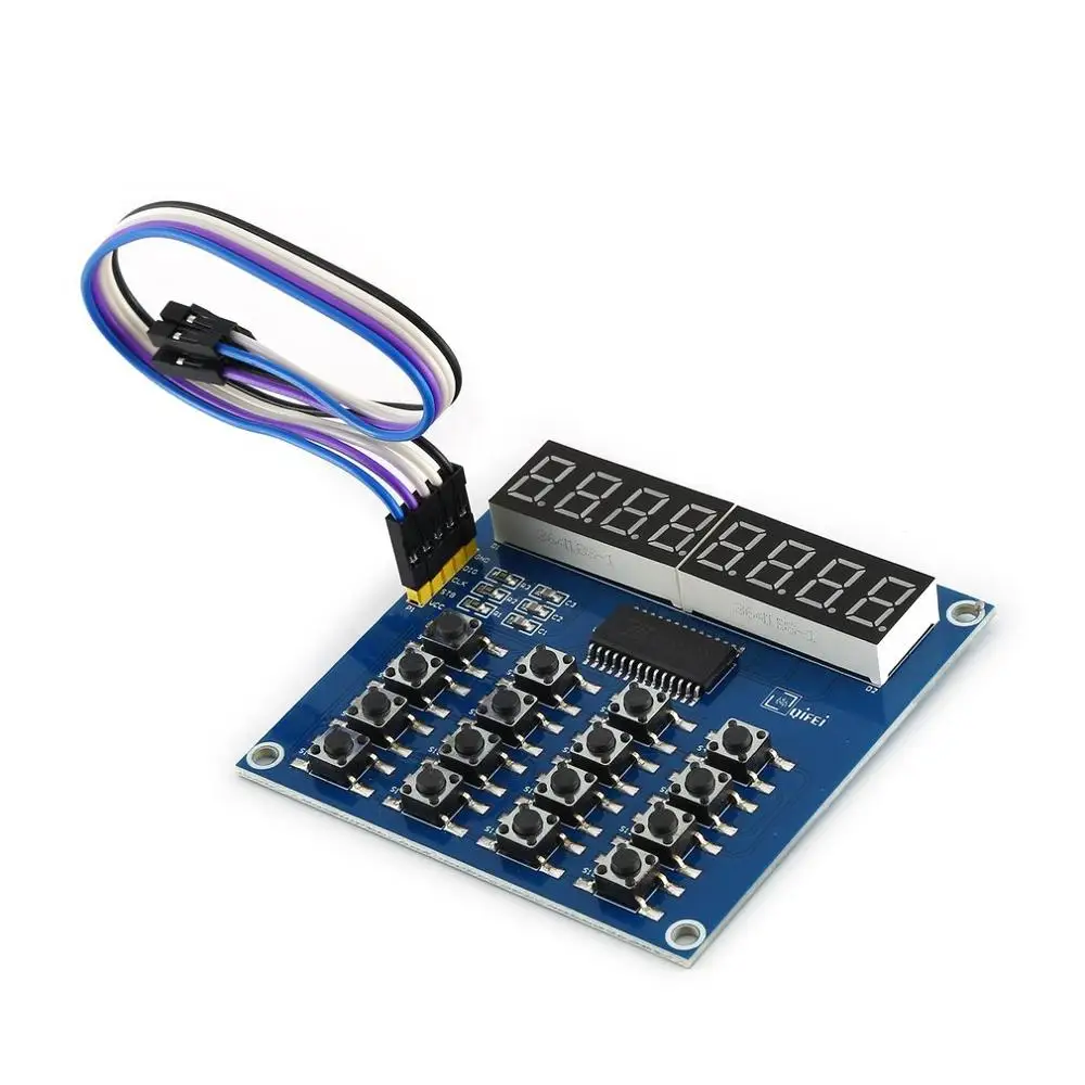 Светодиодный Дисплей 16 клавиши кнопки 8 битный цифровой светодиодной лампой