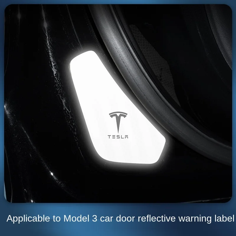 

4 предмета в комплекте, для Tesla модель 3 Y двери автомобиля Светоотражающая Предупреждение наклейки полоски Водонепроницаемый ночного вожде...