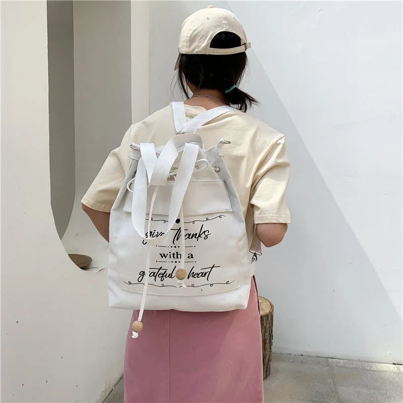 

Women Canvas Shopping Bag Letters Print Female Cotton Cloth Shoulder Bag Eco Handbag Tote Reusable Grocery Shopper Bags