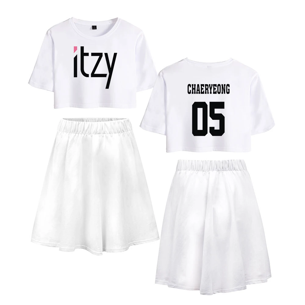 Женский комплект из двух предметов ITZY летний укороченный топ с коротким рукавом