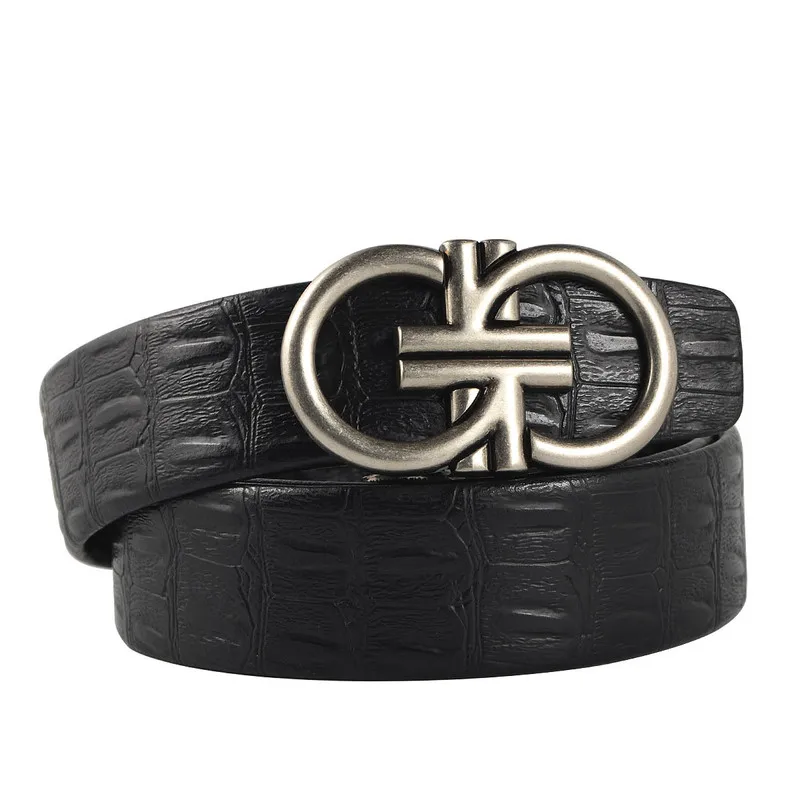 Мужской ремень из натуральной кожи роскошный черный мужские ремни с