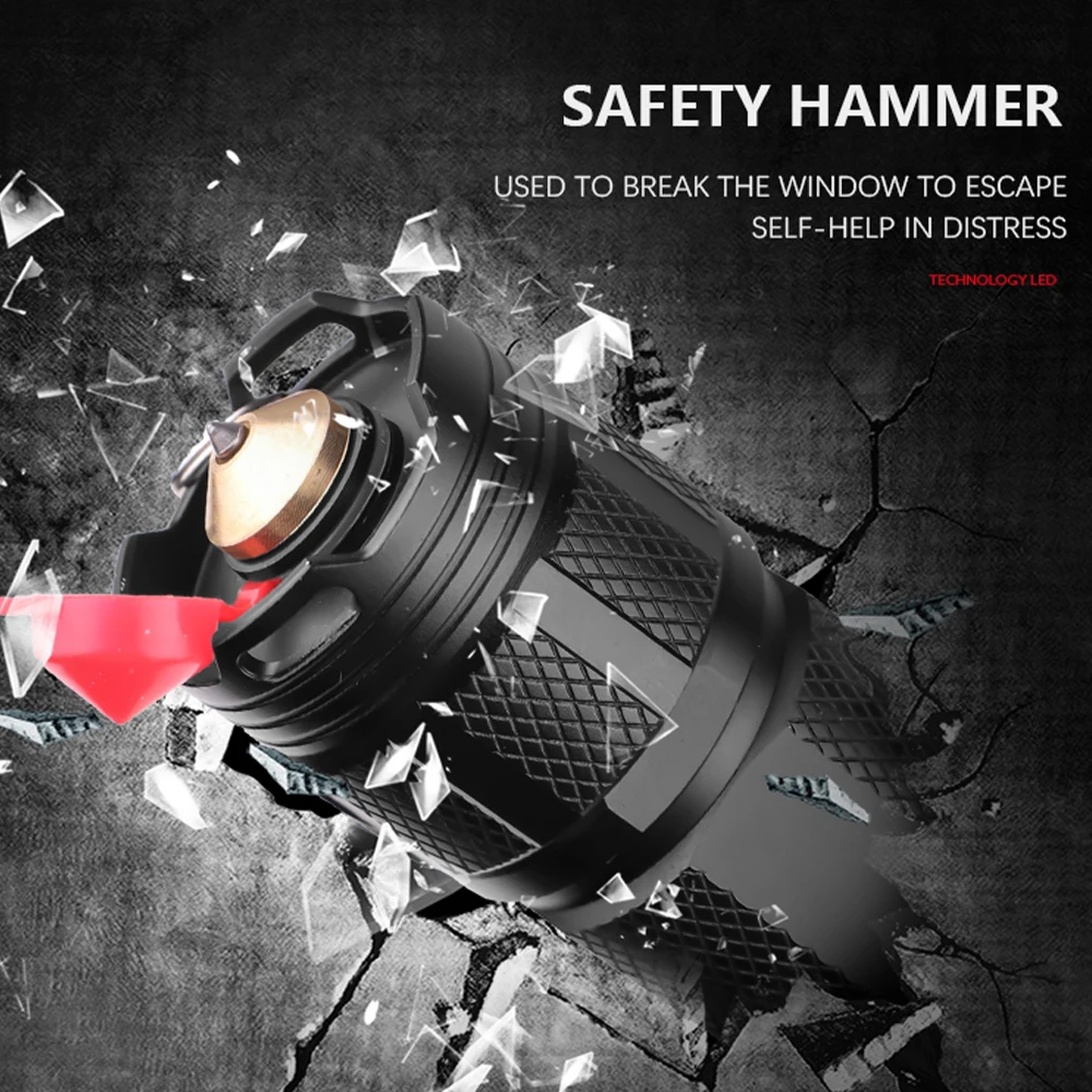 Светодиодный фонарик XHP90 мощный фонарик XHP70 26650 масштабируемый фонарь умный чип водонепроницаемый нижний наружный молоток безопасности