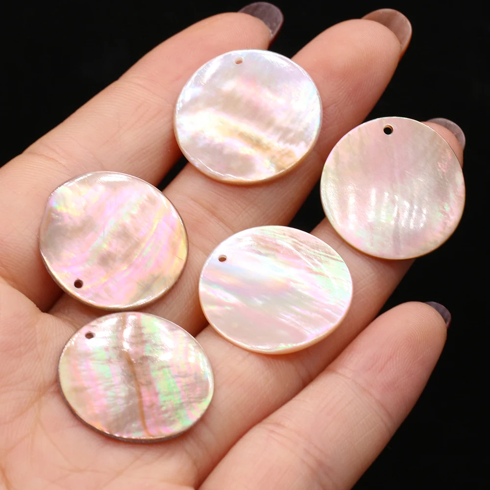 

10 PCS Natural Shell Beads Mother Of Pearl Shells Round Pendants for Jewelry Making Necklace Earrings Size 8mm 10mm 21mm