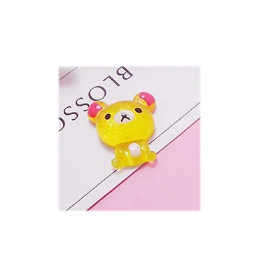 20/50/100 шт миниатюрные из полимерной смолы Kawaii с блестками медведь смолы кабошон с плоской задней поверхностью для украшения телефона Скрапбукинг для рукоделия - Цвет: yellow