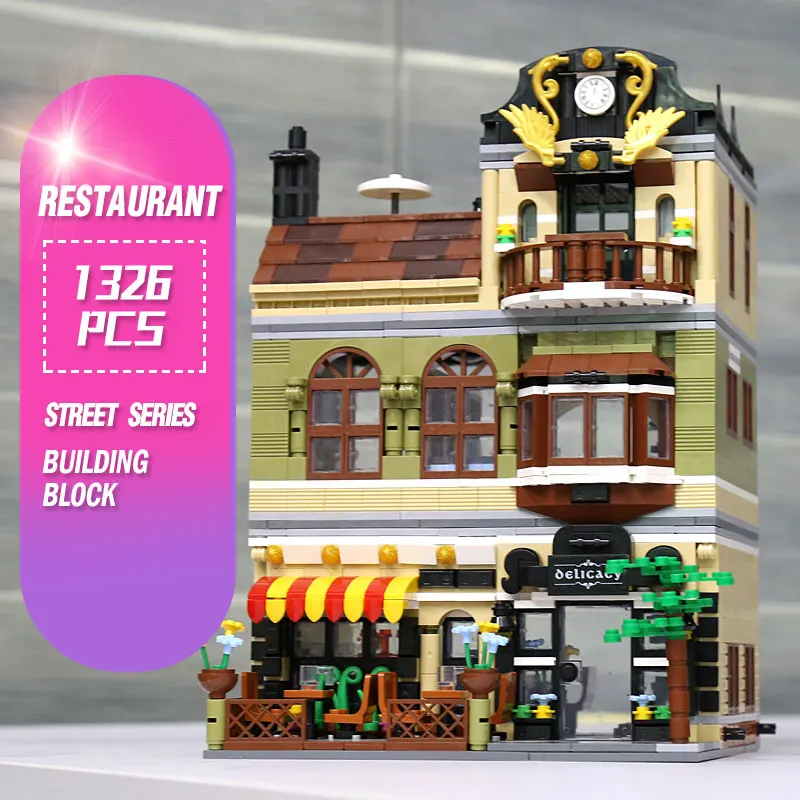 Yeshin QL0937 MOC уличная серия набор моделей китайского ресторана в сборе строительные