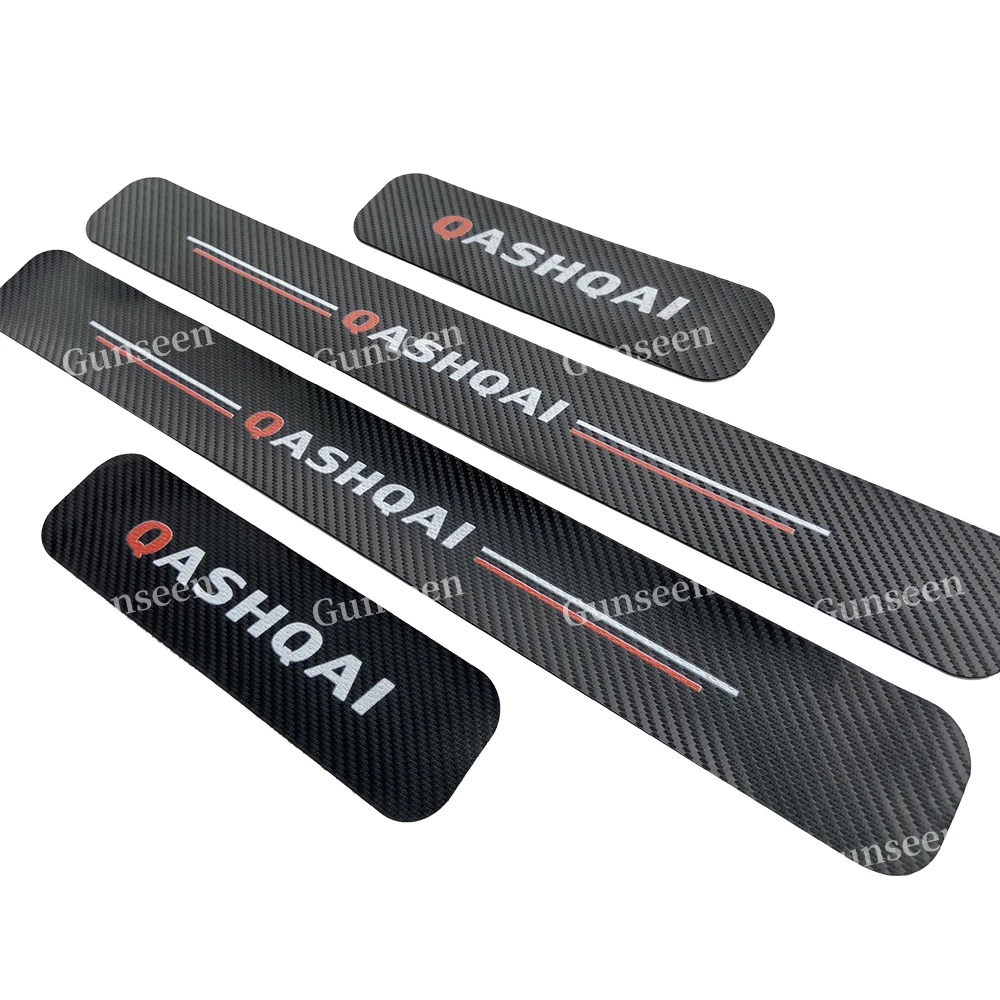 For J11 Car Carbon Fibre Leather PU Protector Sticker Styling Accessories Qashqai Threshold Door Sill Trim 2020 2019 2017 2014 | Автомобили