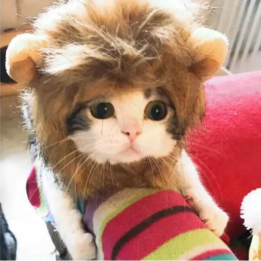 Забавный милый костюм кота льва грива парик шапка для кошки собаки Хэллоуин