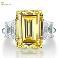 wong rain vintage 925 sterling silver emerald cut created moissanite gemstone wedding engagement ring fine jewelry wholesale