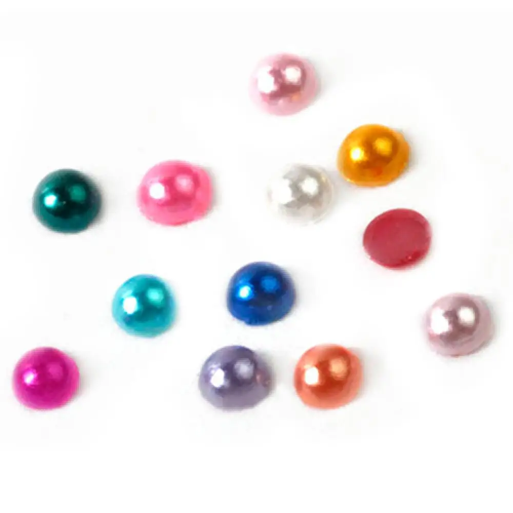 

50% Hot Sale 500Pcs Multi-color 3D Flat Back Half Round Faux Pearls DIY Nail Art Decorations