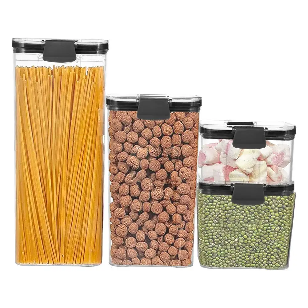 

4pcs Large Food Storage Containers Airtight Cereal Storage box Leak-proof Canister Set for Sugar Flour Snack Baking Supplies