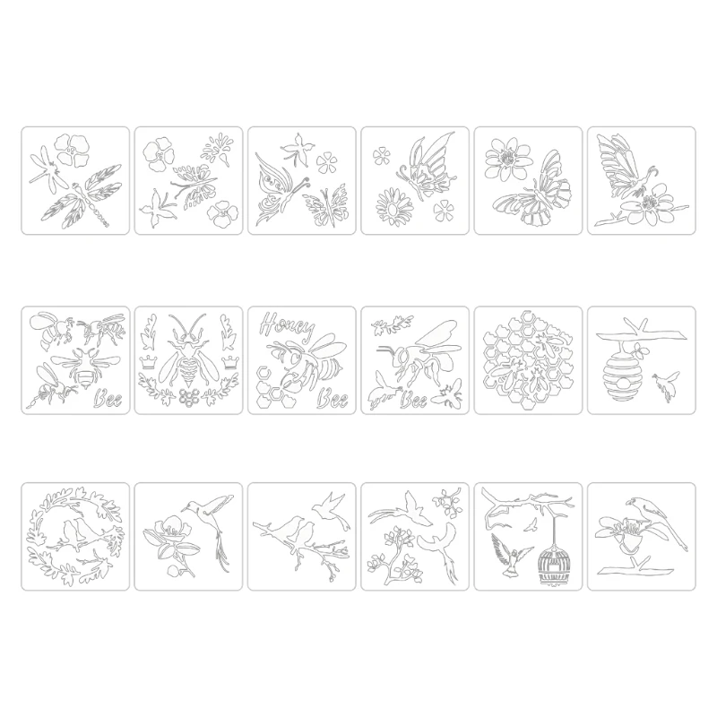 

6 Pcs Reusable Unique Hollow-out Bee Dragonfly Drawing Templatefor DIY Decors