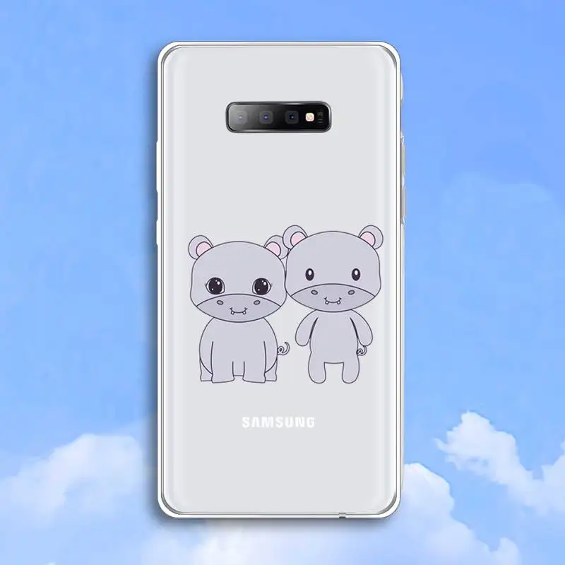 

Cartoon ippopotamo animale Phone Case Transparent For Samsung Galaxy A 71 21s S note 8 9 10 plus 20 ultra