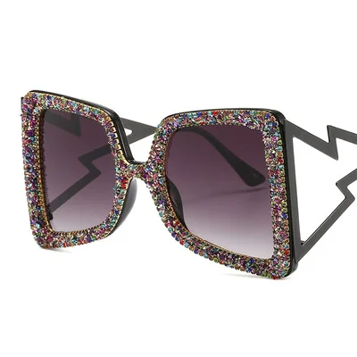 

New luxury diamond fashion box ladies sunglasses exquisite shiny gravel flash sunglasses