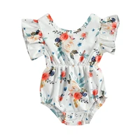 baby newborn girls floral print romper ruffle short sleeve o neck infant toddler summer rompers jumpsuits baby clothing 3 24m