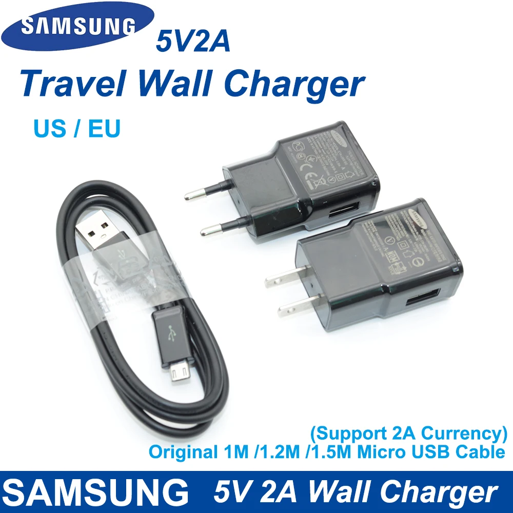 Сетевой адаптер для зарядного устройства Samsung Galaxy US/EU 5V 2A 1M/1 2 M/1 5 M Micro USB кабель S4 S6