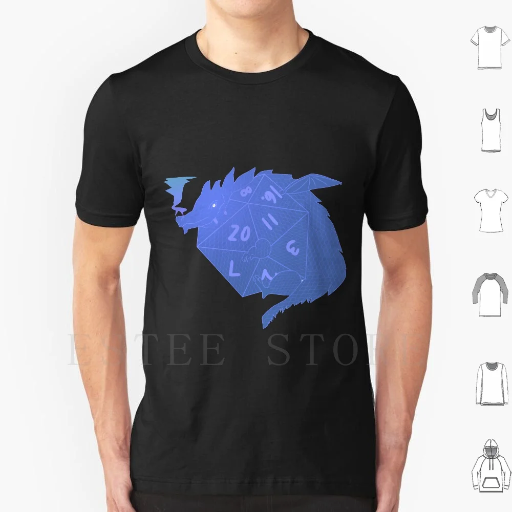 

D20 дракон, синий вариант футболки Subzero принт хлопковые Кости Дракона D20