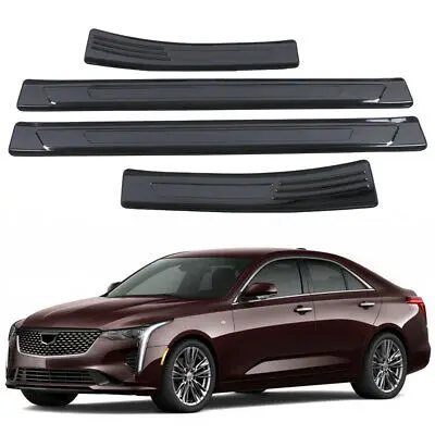 

Steel Accessories Black Outer Door Sill Scuff Plate 4pcs For Cadillac CT4 2020