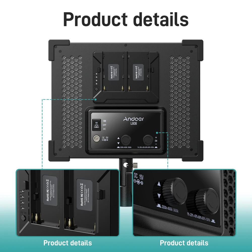 

Andoer L60B 3200K-5600K 360 . CRI 96 +
