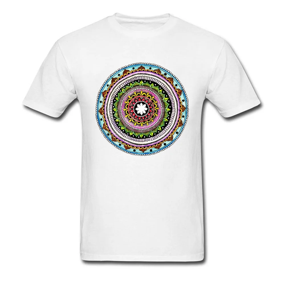 Мандала Радуга Повседневный стиль Мужская футболка Обычный цветочный узор