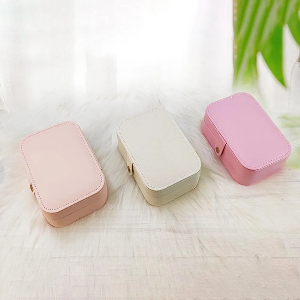 

Pink Jewelry Box PU Leather Portable Multifunctional Jewelry Storage Box Display Box Watch Box Vinyl Art