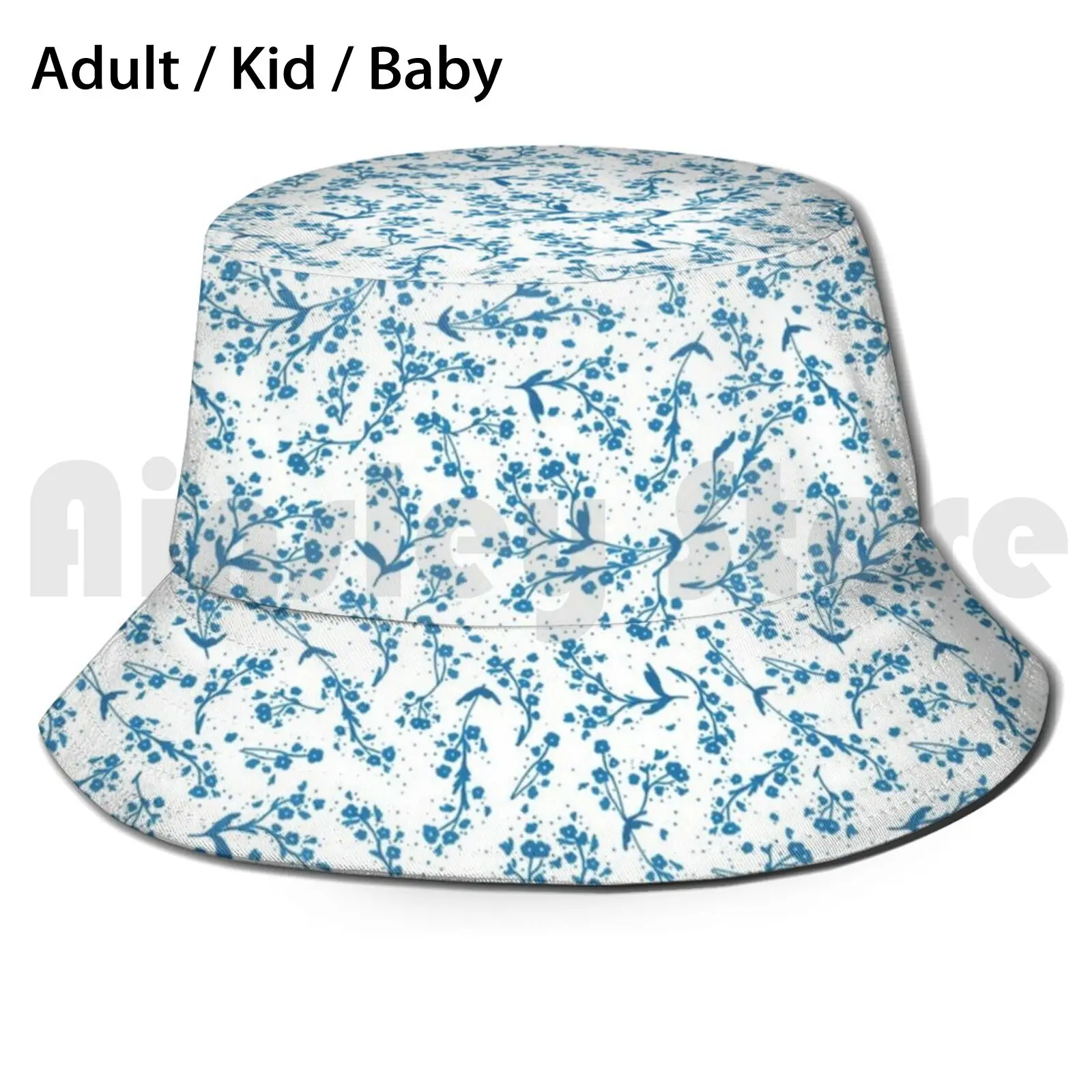 

Панама с маленькими синими цветами Little Bitty для взрослых и детей, пляжные шляпы от солнца, с цветами, синие, темно-синие, маленькие лозы, с цвет...