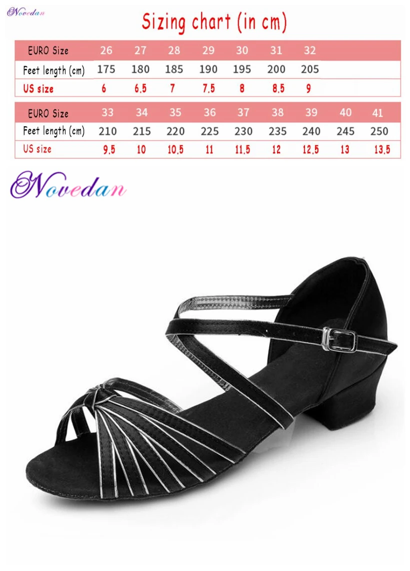 Style 2 Check size Скидка; Новинка; ; Детская бальное танго сальса для девочек; обувь для латинских танцев; атласная кубинская обувь на низком каблуке; 17 цветов - Цвет: Style 2 Check size