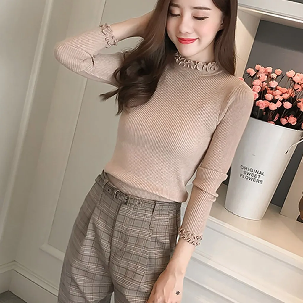 Женский свитер с высоким воротником зимний теплый женский джемпер круглым