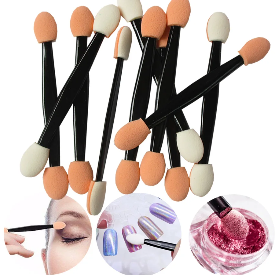 10 шт. Одноразовые Губки для теней век палочки с двойными головками ногтей