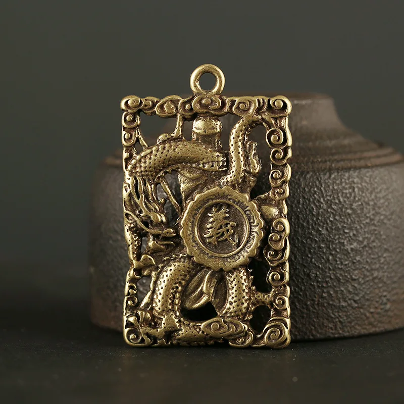 Медный китайский Бог богатства и милитари Гуань Гонг бирка брелок кольцо кулон