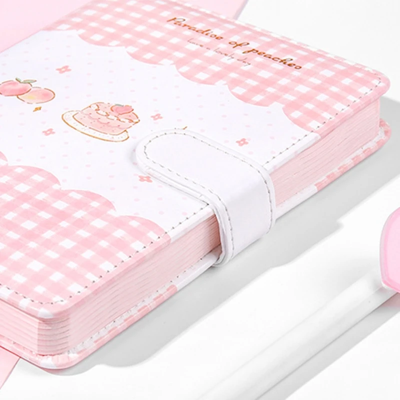 

Pink Peach Notebook Agenda A5 A6 Magnetic Buckle Diary Color Illustration Daily Plan Leather 112 Pages Kawaii Stationery