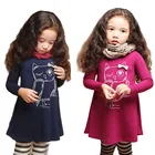 Платье для девочек, детские Топы с длинным рукавом в виде совы, хлопковые платья для девочек