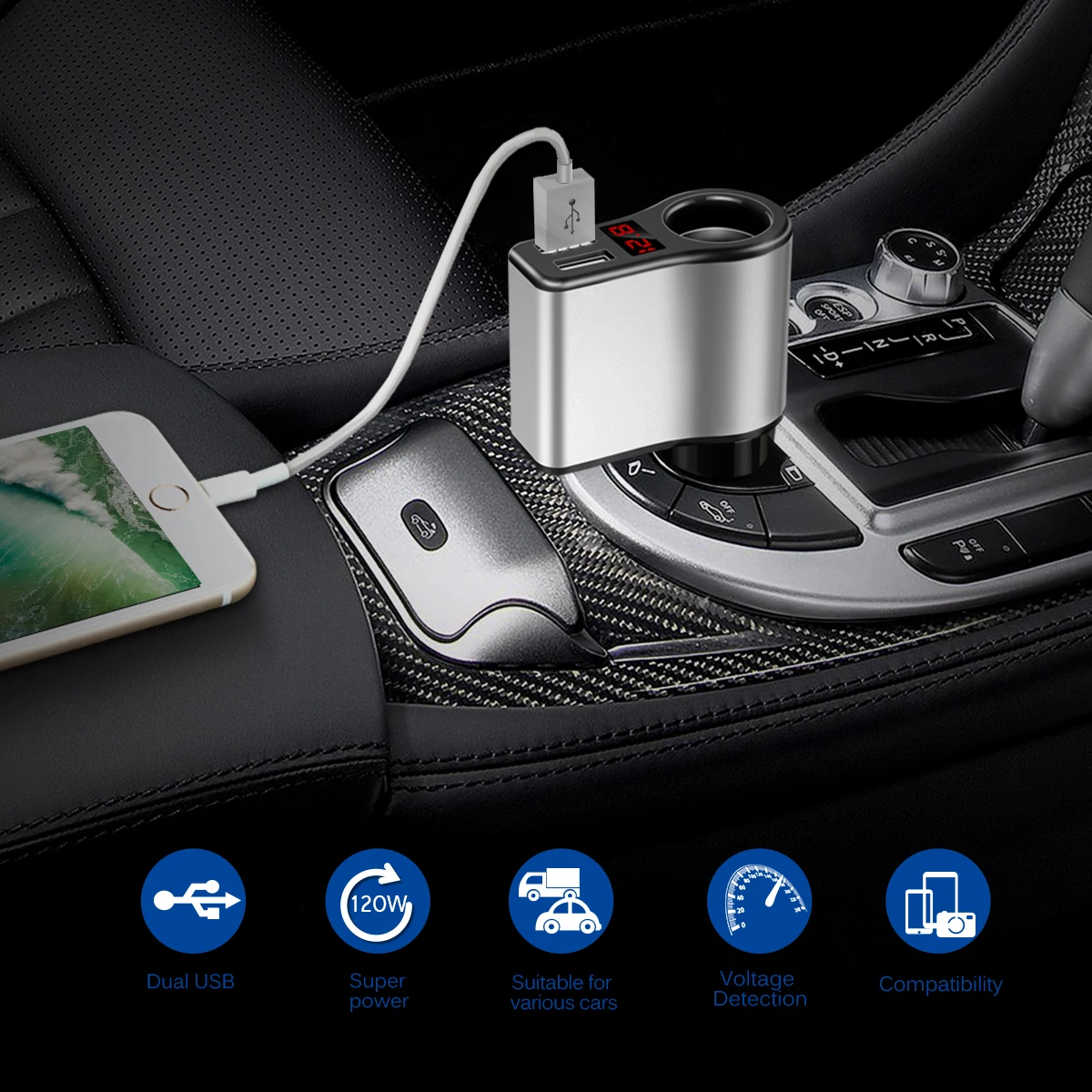 Powstro Быстрая зарядка 5 в 3.1A 2 Порты зарядных порта USB для автомобиля Зарядное