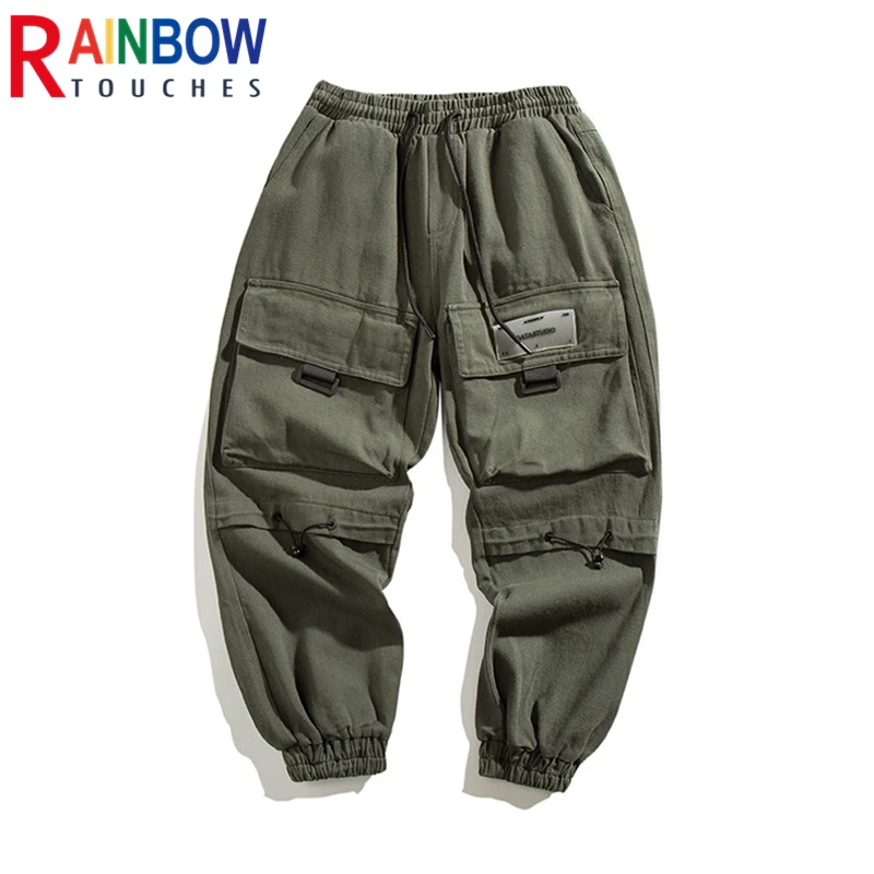 

Rainbowtouches 2022 Tidal Current Brand Men Cargo Pants High Street Fashion Tie Feet Trousers Loose Retro Safari Style Overalls
