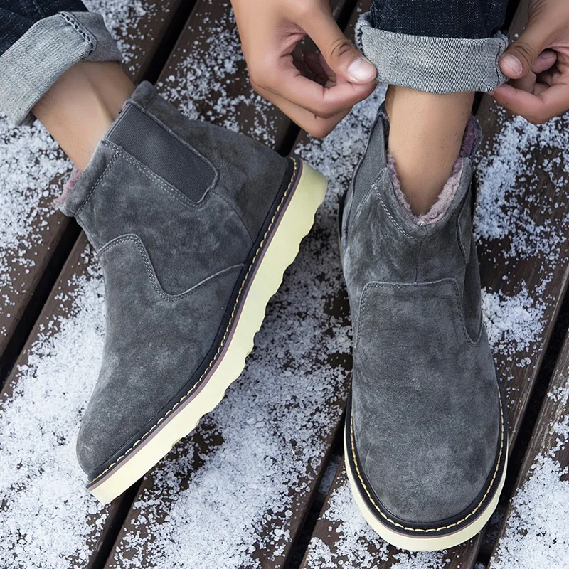 Мужская обувь зимняя размера плюс Большие размеры 39 46 теплые глубокие ботильоны