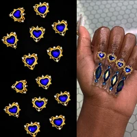 heart ab crystal glass 3d rhinestones gold brim nail art 10 14mm for nail gem holo alloy jewelry 3dcharm diy nail supplies c12