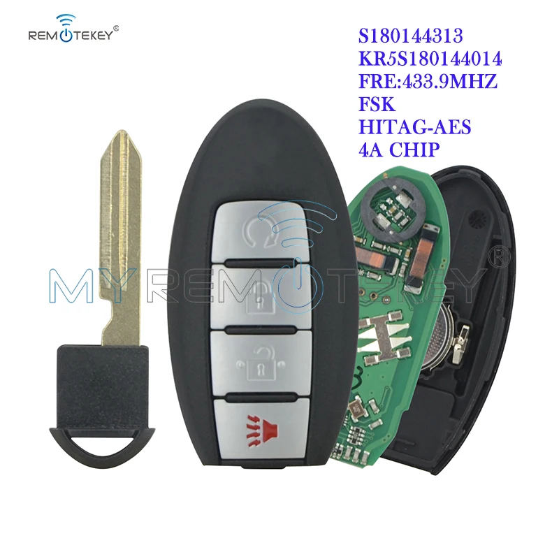 Смарт ключ Remtekey S180144313 KR5S180144014 для Nissan Murano Pathfinder 2016 2017 2018 4 кнопки 433 МГц 4A чип