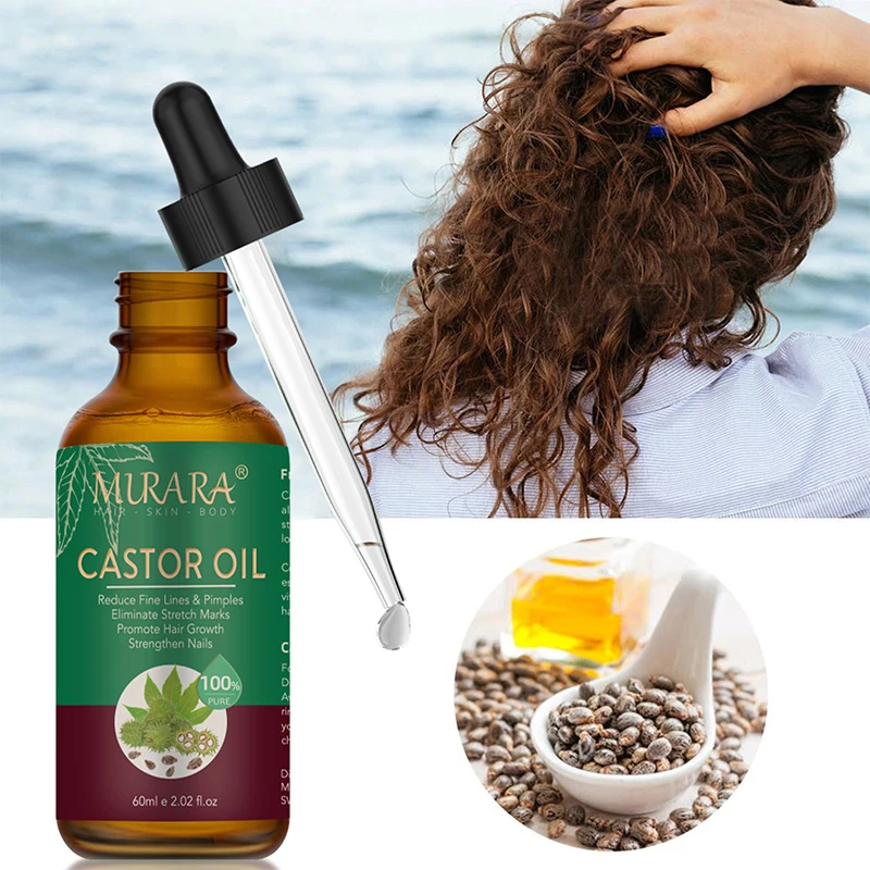 

Castor Oil Eyelashes Eyebrow Hair Treatment Growth Essential Oil Lengthening Nourishing Prevent Skin Aging Natural Enhancer 60ml