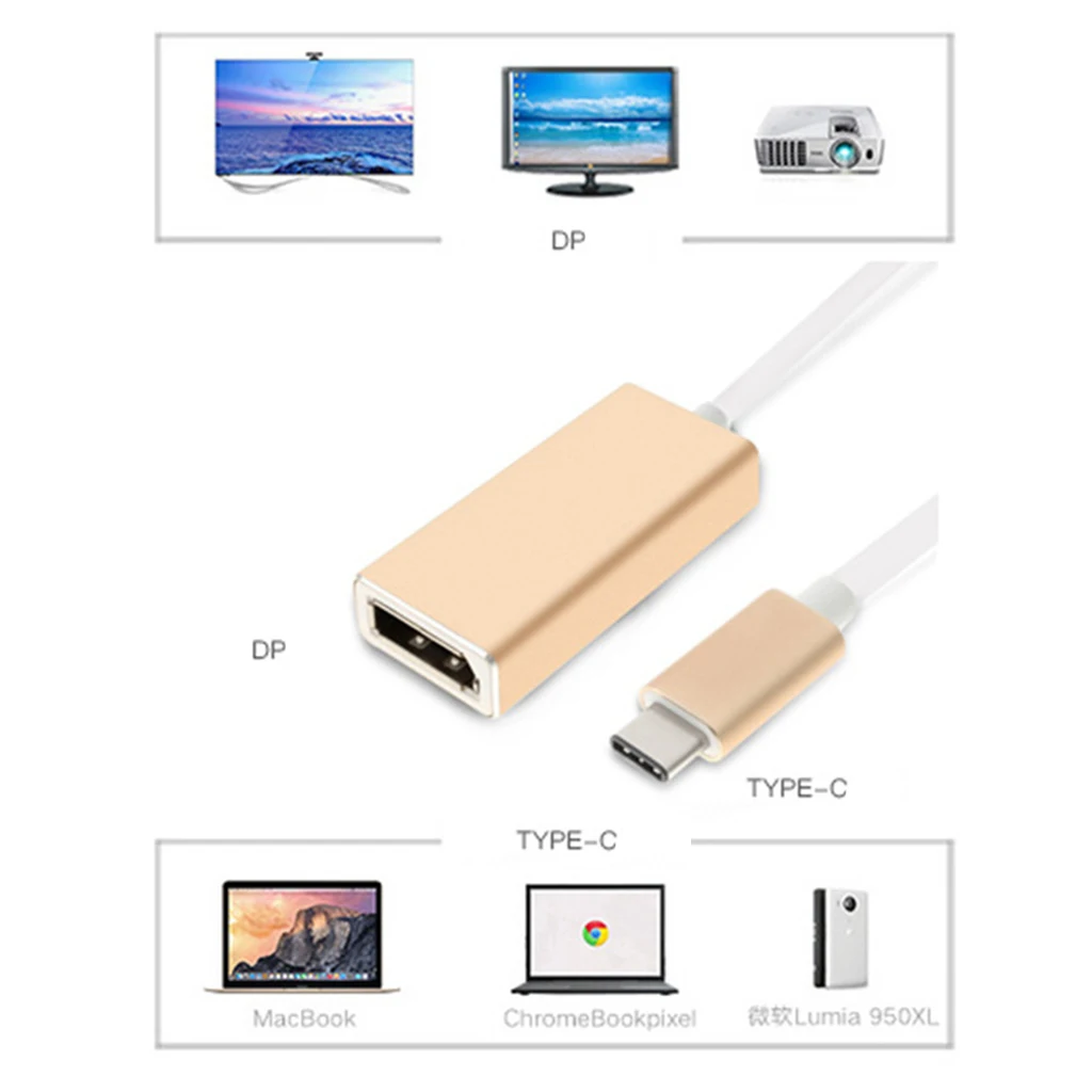 USB C 3 1 тип для отображения порта DP адаптер штекер к гнезду M/F Macbook проектор золото |