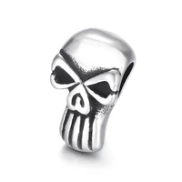 stainless steel skull bead polished 6mm large hole beads metal charm accessories for diy bracelet jewelry making