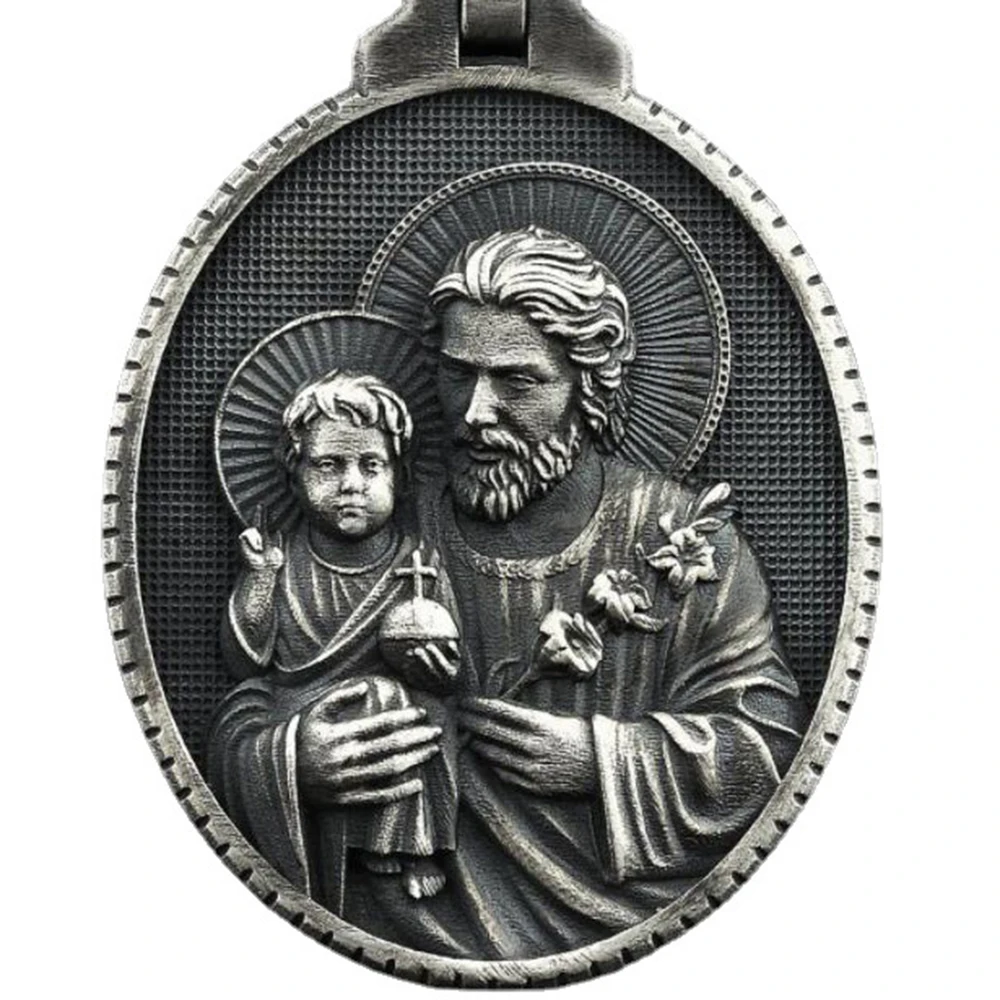 

Pure tin Religion Christian Joseph Hug Jesus Retro Style Saint Joseph Pendant Necklace Catholic Pendants Necklace For Women Men
