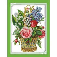 everlasting love flower basket 7 chinese cross stitch kits ecological cotton clear printed 14ct diy gift christmas decoration