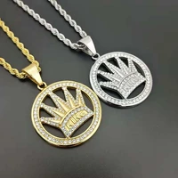 funmode hip hop stainless steel king crown design pendant necklace for women men jewelry accessories bola de grossess fn145
