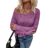 2021 fashion basic solid o neck women tops autumn spring casual pullover knit soft tees shirt blusas female clothing top