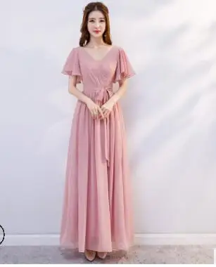 1pcs/lot woman fashion wedding chiffon dress female solid bridesmaid sister | Свадьбы и торжества
