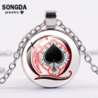 Оригинальное ожерелье SONGDA Q Queen, высококачественные для игры в покер, с пиками, в форме сердца Q, для женщин и мужчин