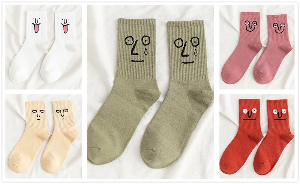 5 pairs 5 пар/упак. унисекс сюрприз Средние мужские носки Harajuku ColorfulWinter смешные мужские носки 100 Хлопок Kawaii Размер 35-42 - Цвет: 5 pairs