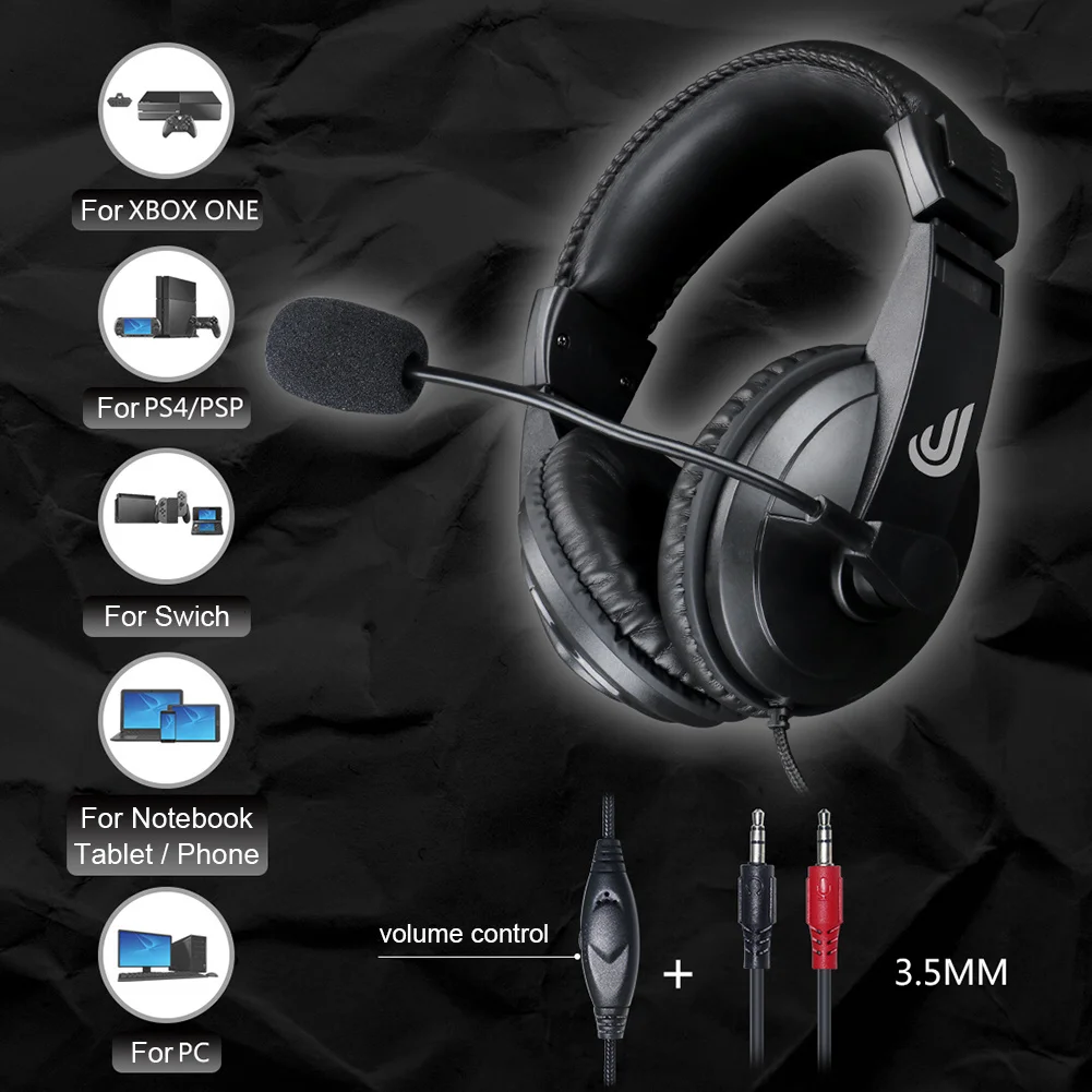 

Gaming Headset For Xbox One/PS4/PC/PUBG Game 3.5mm Wired Over-Head Gamer Headphone With Microphone Volume Control Game Earphone